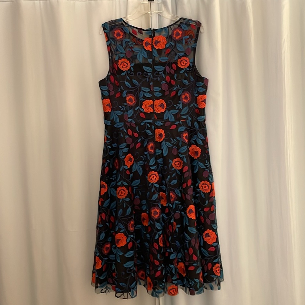 Tahari ASL Black Floral Asymmetrical Dress - Picture 4 of 6